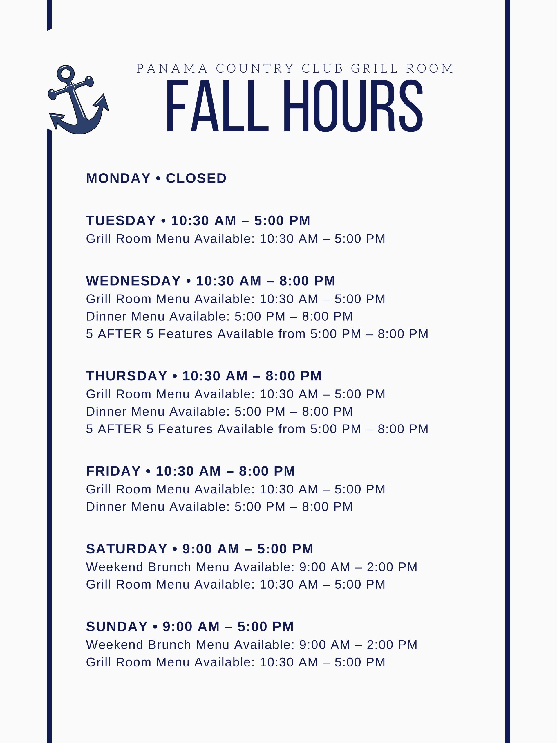 Fall Hours 2023